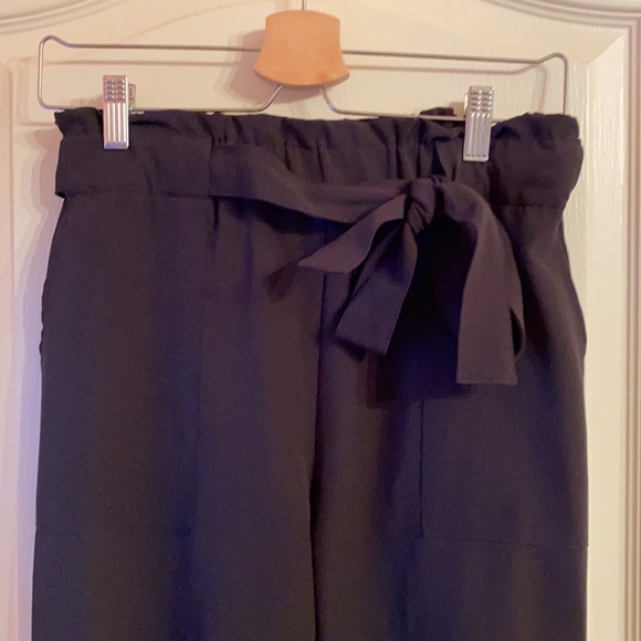 Black Straight Leg Dress Pants w/ tie in front - Picture 3 of 5